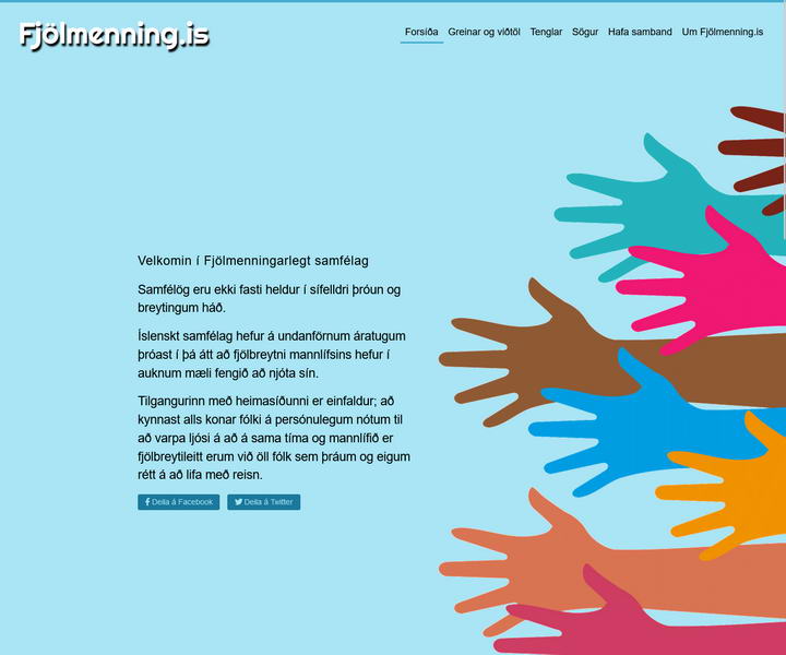Screenshot of the website fjölmenning.is