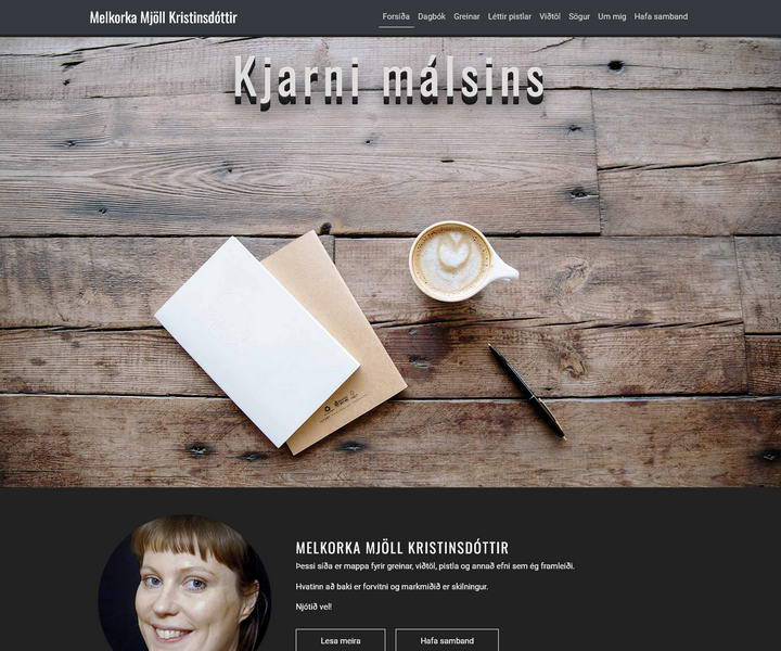 Screenshot of the website Kjarni Málsins.is