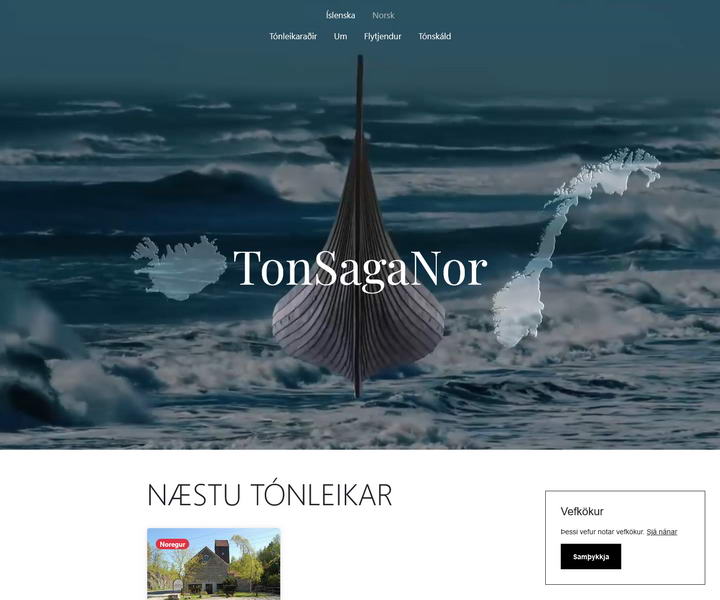 Screenshot of the website TónSagaNor.com